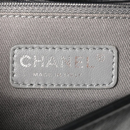 Calfskin Crystal Embossed Medium Boy Flap Black