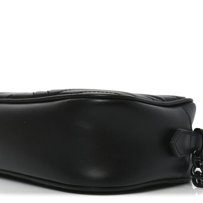 Calfskin Matelasse Monochrome Small GG Marmont Chain Shoulder Bag Black