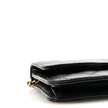 Caviar Quilted Wallet on Chain WOC Black