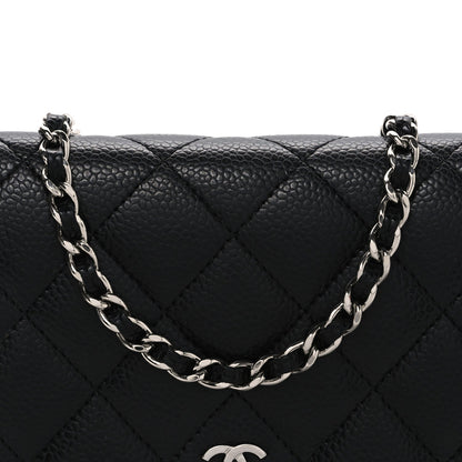 Caviar Quilted Wallet on Chain WOC Black