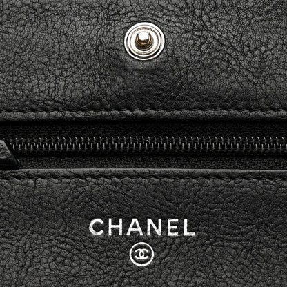 Crumpled Calfskin Quilted Wallet On Chain WOC So Black