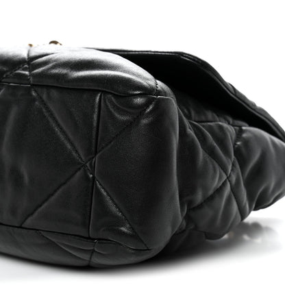 Goatskin Quilted Large Chanel 19 Flap Black