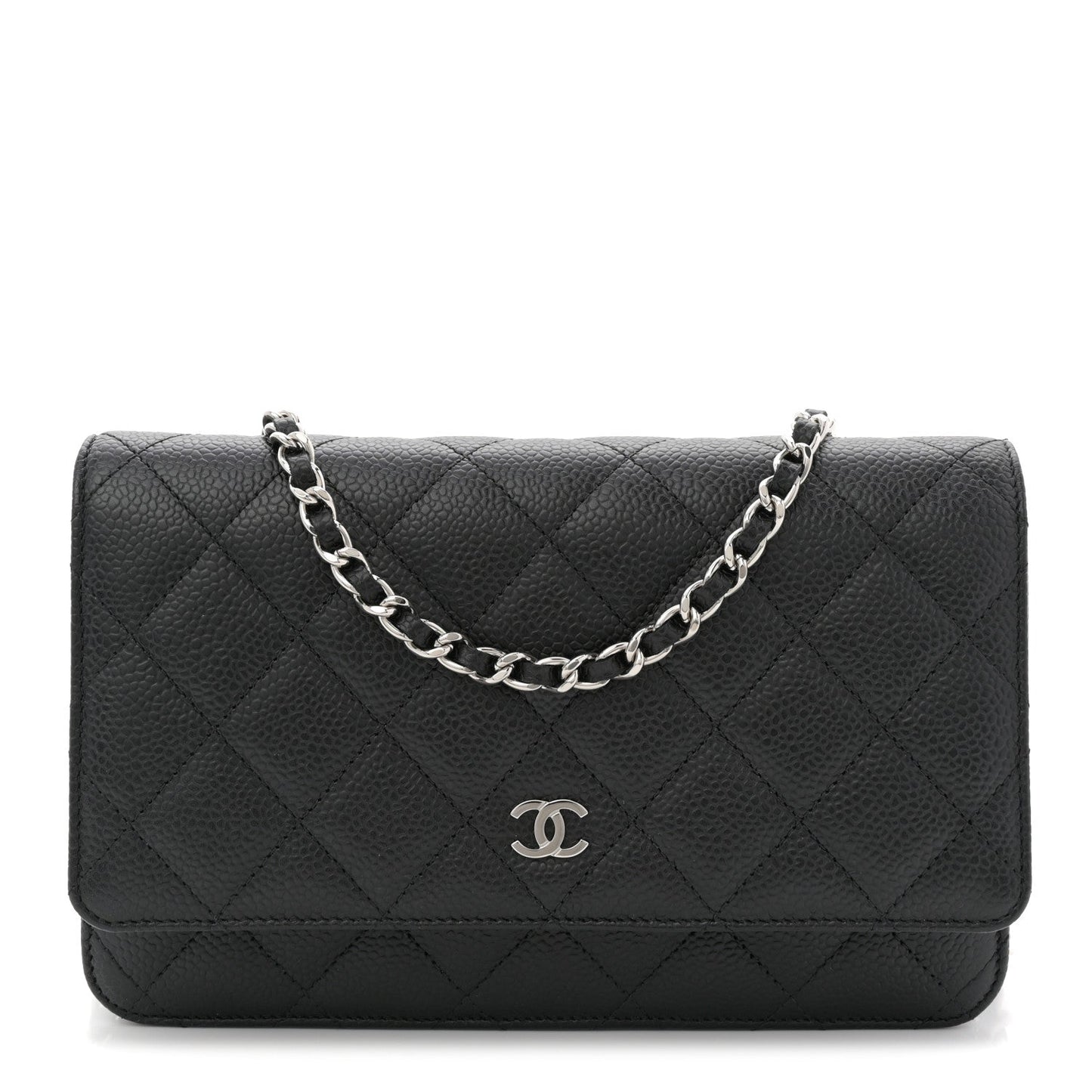 Caviar Quilted Wallet on Chain WOC Black