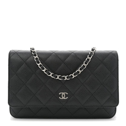 Caviar Quilted Wallet on Chain WOC Black