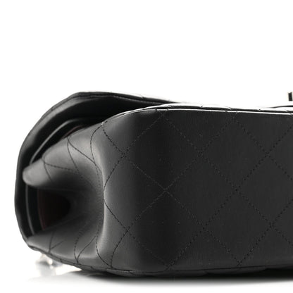Lambskin Quilted Jumbo Double Flap Black