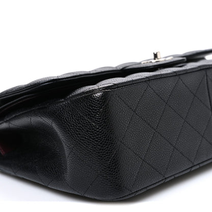 Caviar Quilted Jumbo Double Flap Black