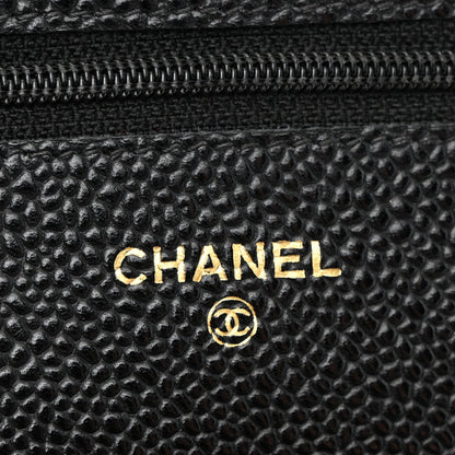 Caviar Quilted Wallet on Chain WOC Black