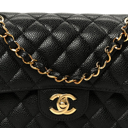 Caviar Quilted Small Double Flap Black