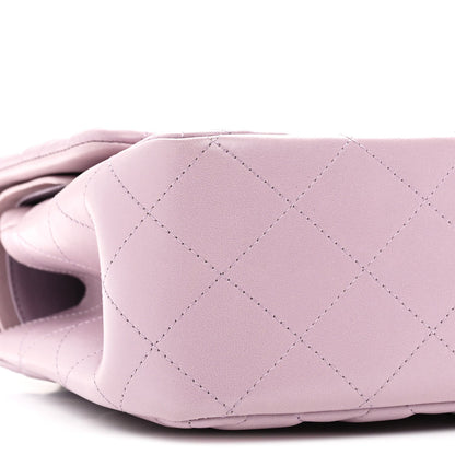 Lambskin Quilted Jumbo Double Flap Light Purple