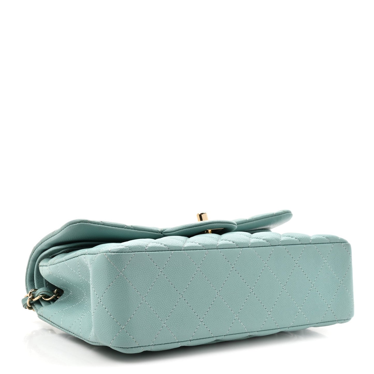 Caviar Quilted Small Double Flap Light Blue