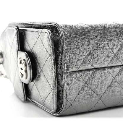 Metallic Caviar Quilted Mini Chanel 25 Handbag Anthracite