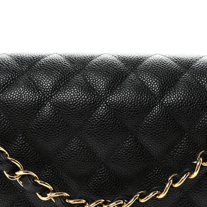 Caviar Quilted Jumbo Double Flap Black