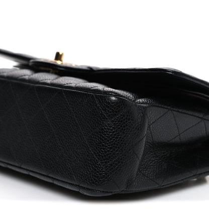 Caviar Quilted Medium Double Flap Black