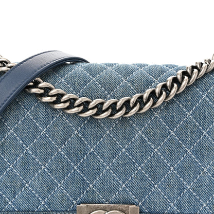 Denim Quilted Medium Boy Flap Blue
