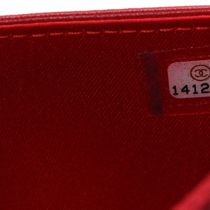 Lambskin Camellia Embossed Wallet on Chain WOC Red