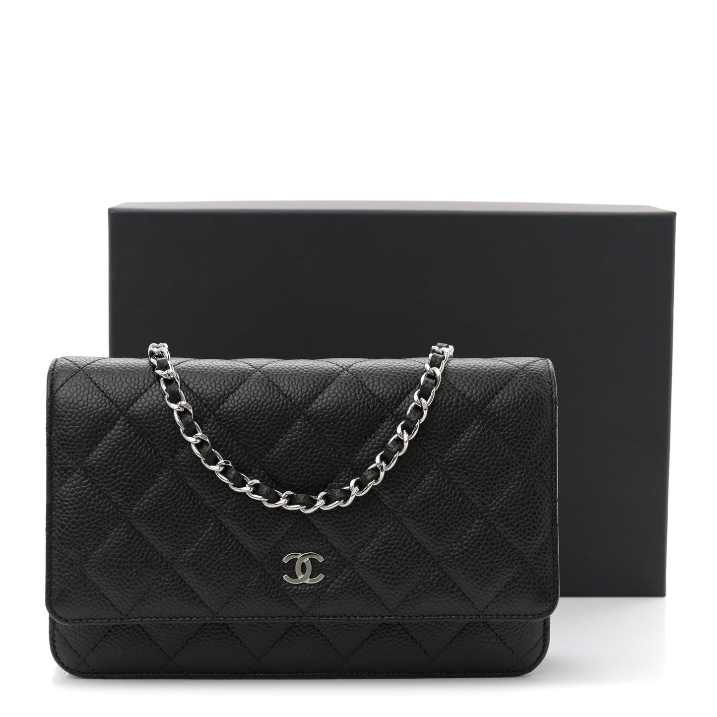 Caviar Quilted Wallet on Chain WOC Black