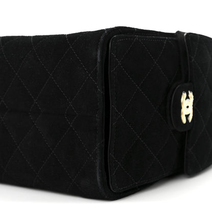 Suede Quilted Small Chanel 25 Handbag Black