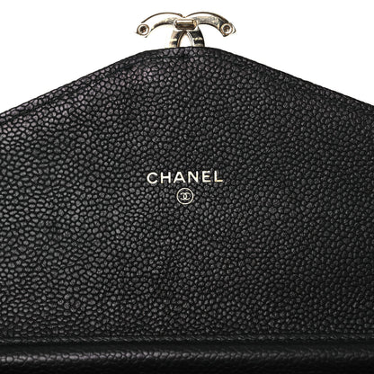Grained Calfskin Quilted Cuba Wallet On Chain WOC Black