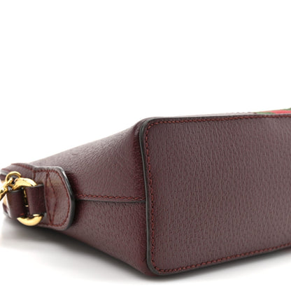 Textured Dollar Calfskin Web Small Ophidia Dome Shoulder Bag Burgundy