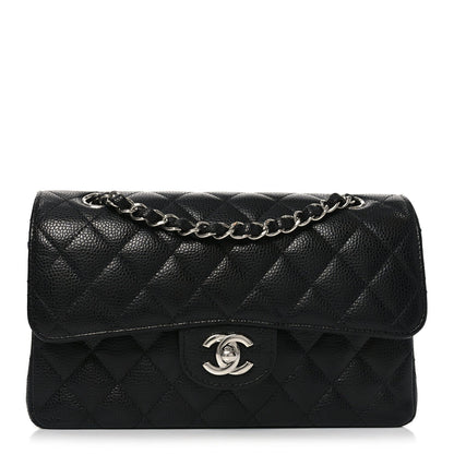 Caviar Quilted Small Double Flap Black