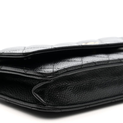 Caviar Quilted Wallet on Chain WOC Black