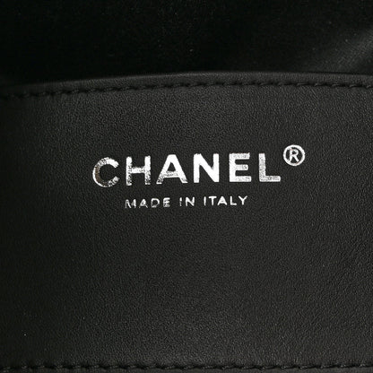 Shiny Crumpled Calfskin Quilted Small Chanel 25 Handbag Black