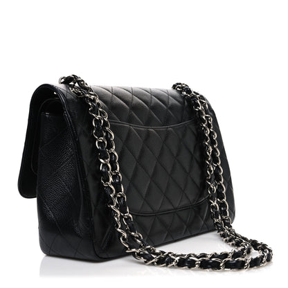 Caviar Quilted Jumbo Double Flap Black