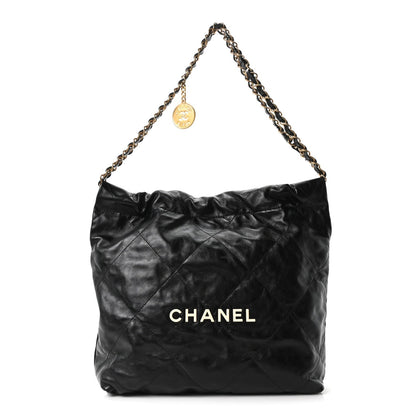 Calfskin Quilted Small Chanel 22 Black