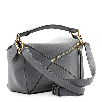 Soft Grained Calfskin Small Puzzle Bag Asphalt Grey