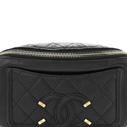 Caviar Quilted Filigree Waist Bag Black