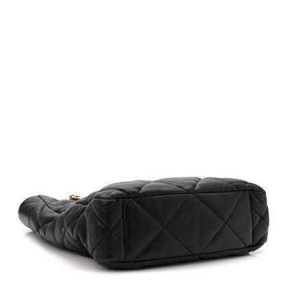 Lambskin Quilted Chanel 19 Shopping Bag Black