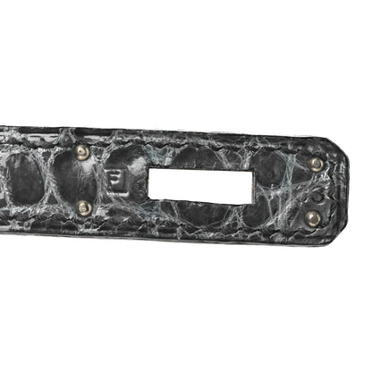 Shiny Niloticus Crocodile Kelly Elan Pochette Bleu Tempete