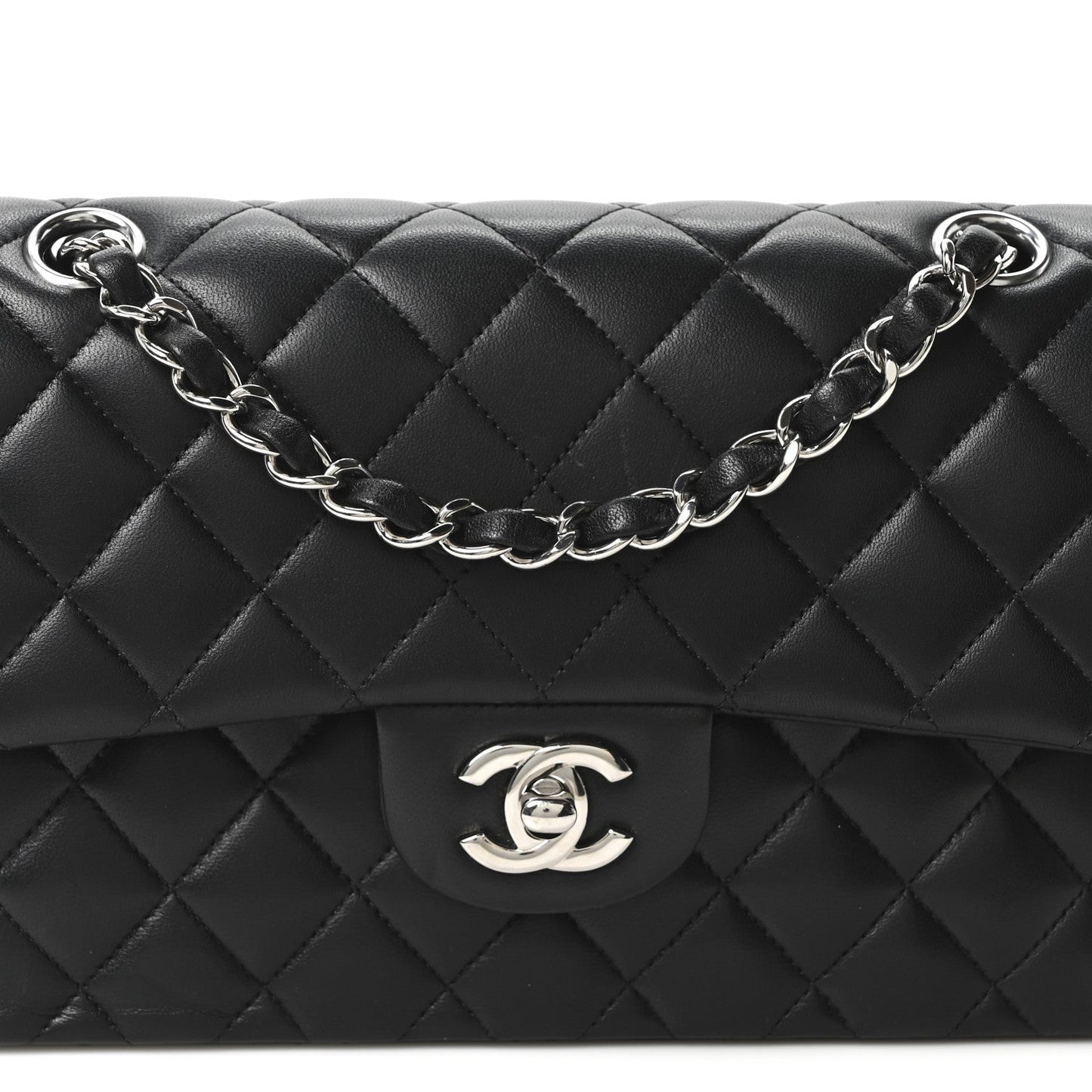 Lambskin Quilted Small Double Flap Black