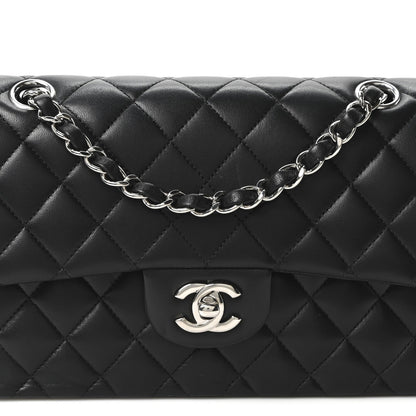 Lambskin Quilted Small Double Flap Black
