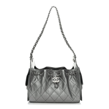 Metallic Caviar Quilted Mini Chanel 25 Handbag Anthracite