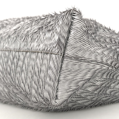 Metallic Nappa Calfskin Fringed Medium Chain Flamenco Knot Purse Silver
