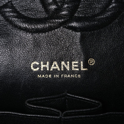 Caviar Quilted Medium Double Flap Black