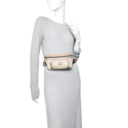 GG Supreme Monogram Textured Calfskin Web Retro Interlocking G Belt Bag Beige Mystic White Oatmeal