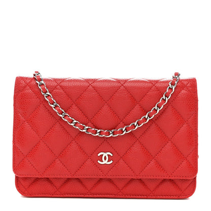 Caviar Quilted Wallet on Chain WOC Red