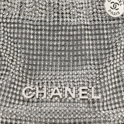 Crystal Embellished Metallic Lambskin Mini Chanel 22 Silver