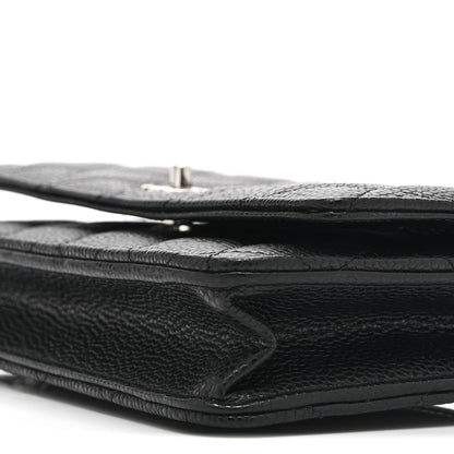 Caviar Quilted CC Turnlock Wallet On Chain WOC Black