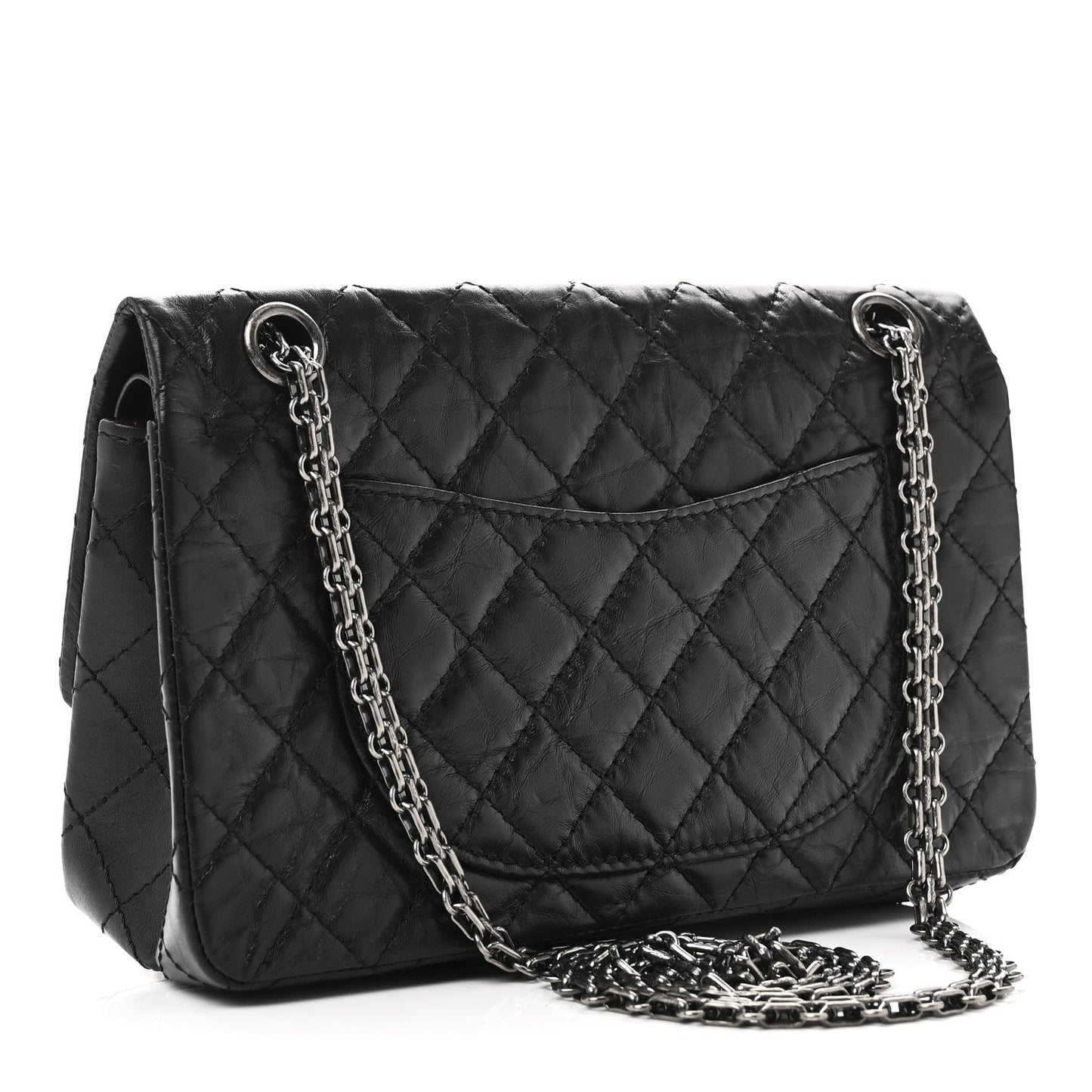 Aged Calfskin Quilted 2.55 Reissue 225 Flap Black