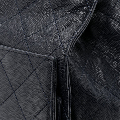 Caviar Quilted Medium Chanel 25 Handbag Dark Navy