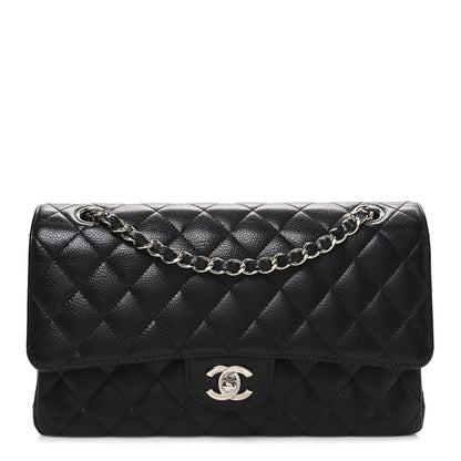 Caviar Quilted Medium Double Flap Black