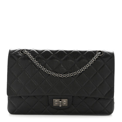 Aged Calfskin Quilted 2.55 Reissue 227 Flap Dark Grey