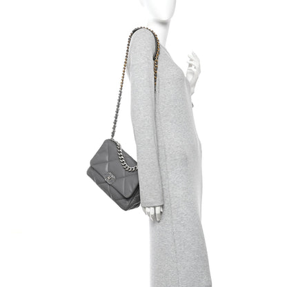 Lambskin Quilted Medium Chanel 19 Flap Grey