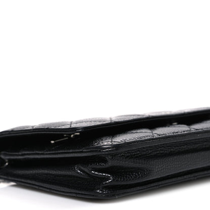 Caviar Quilted Wallet on Chain WOC Black