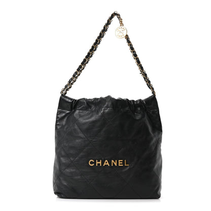 Shiny Calfskin Quilted Small Chanel 22 Black