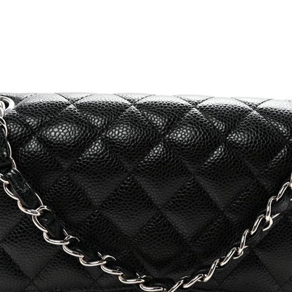 Caviar Quilted Medium Double Flap Black