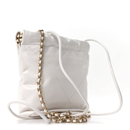 Shiny Calfskin Quilted Mini Chanel 22 White Black